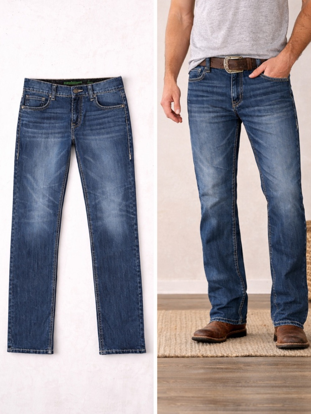 Rock & Roll Denim Straight Leg Jeans 29x32 Medium Wash Western Cowboy Rodeo